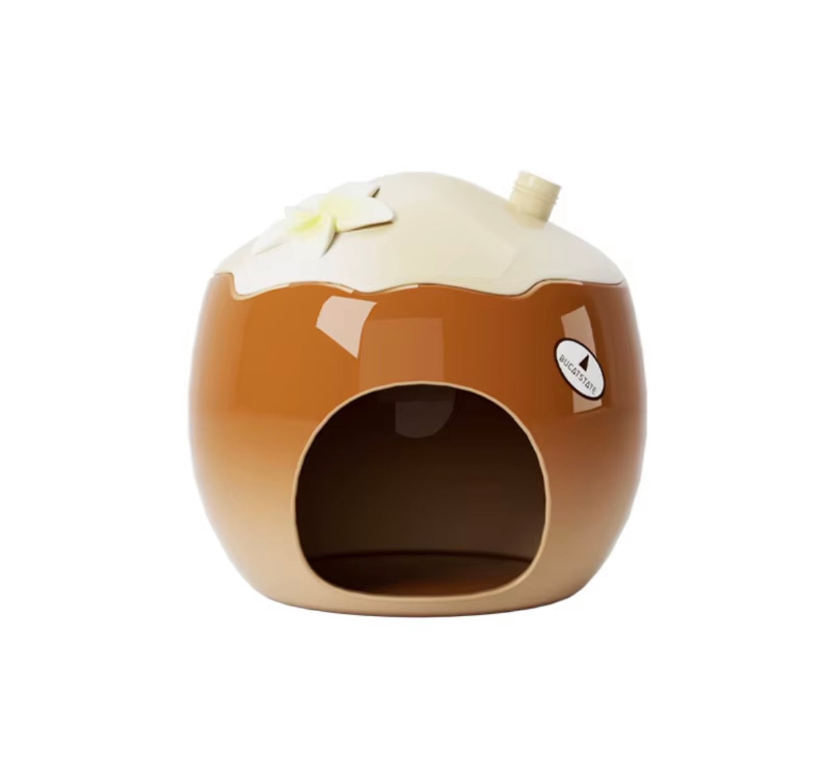 Bucatstate Coconut Hide for Small Animals | Cooling Hide for Hamster | Brown & Green